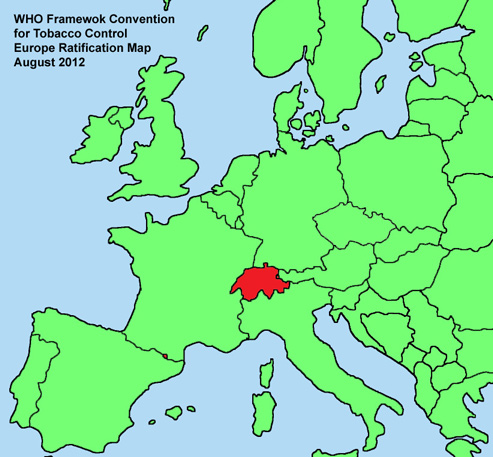 Carte indiquant la ratification de la Convention-cadre de l'OMS par les pays européens